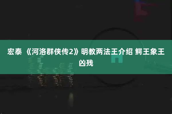 宏泰 《河洛群侠传2》明教两法王介绍 鳄王象王凶残